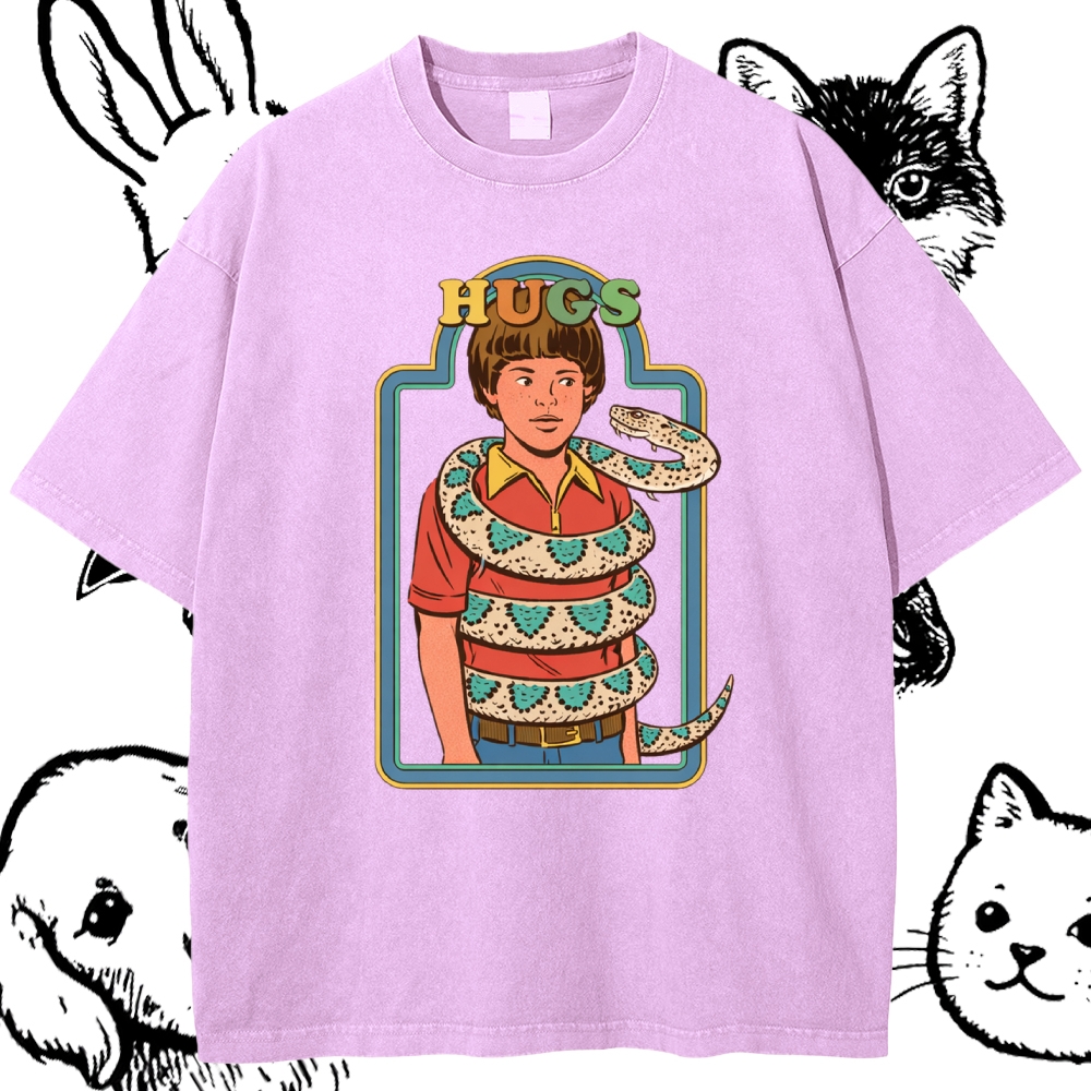 Hugs - Cotton Vintage Wash Classic Graphic Tee