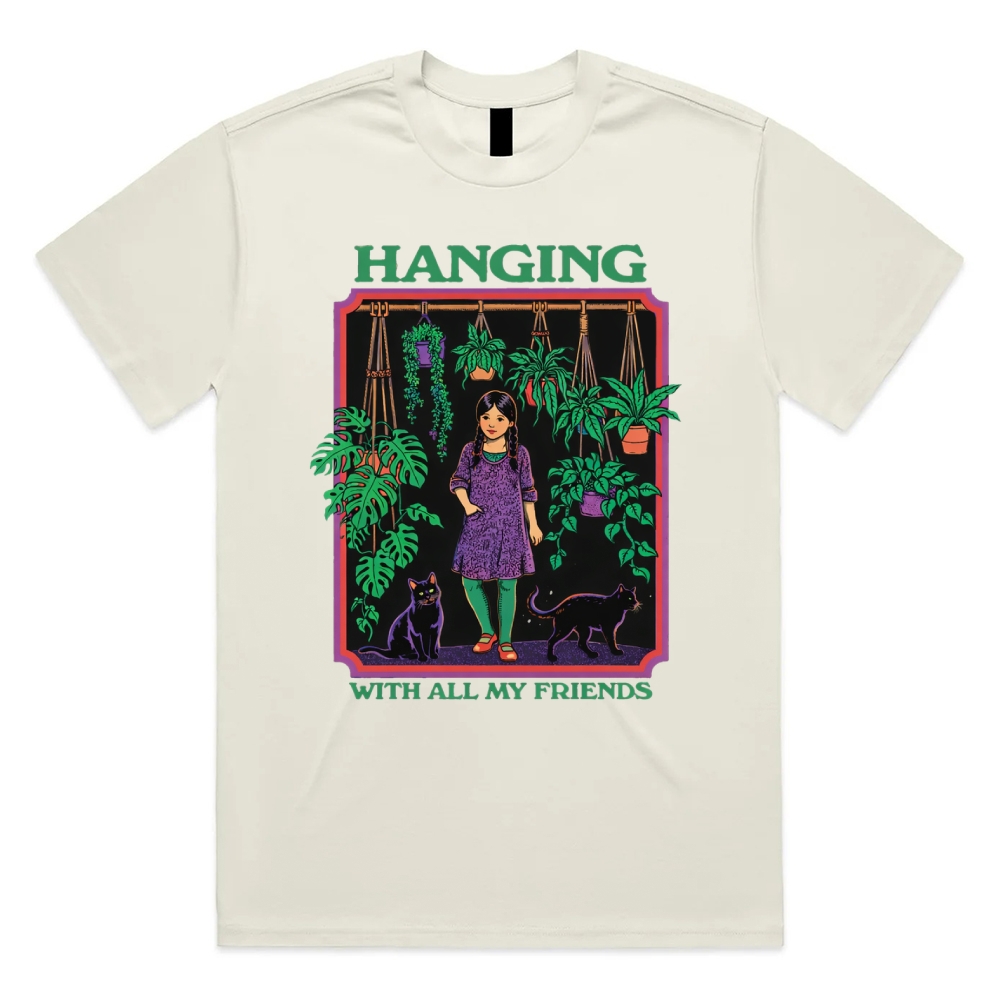 Hanging With All My Friends - Cotton Classic Fit Retro Dark Humor Graphic Tee