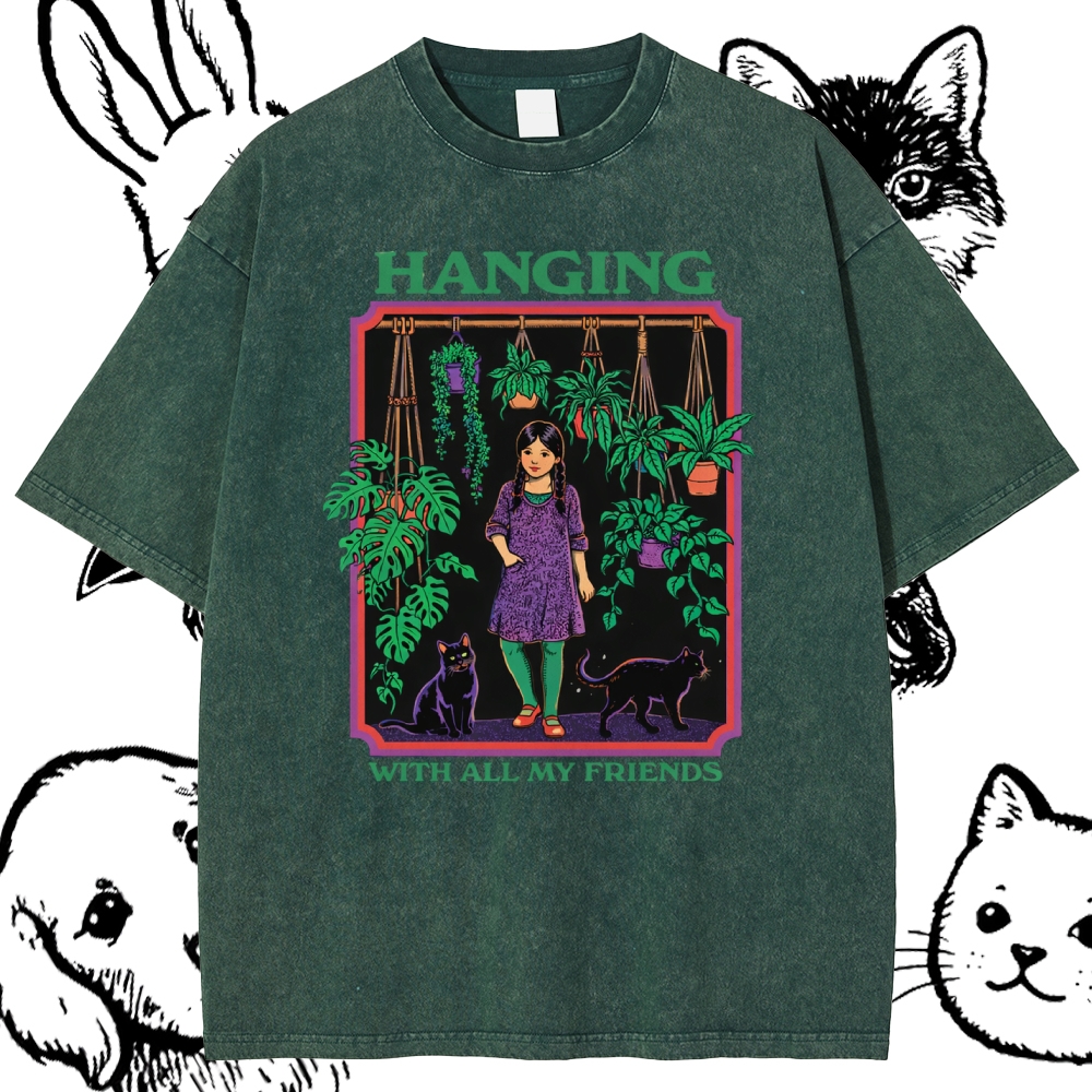 Hanging With All My Friends - Cotton Vintage Wash Classic Graphic Tee