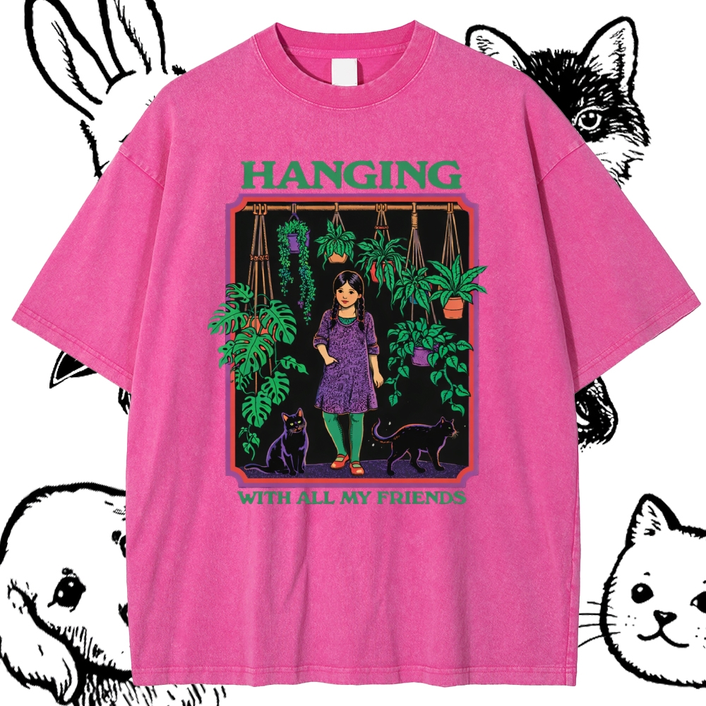 Hanging With All My Friends - Cotton Vintage Wash Classic Graphic Tee