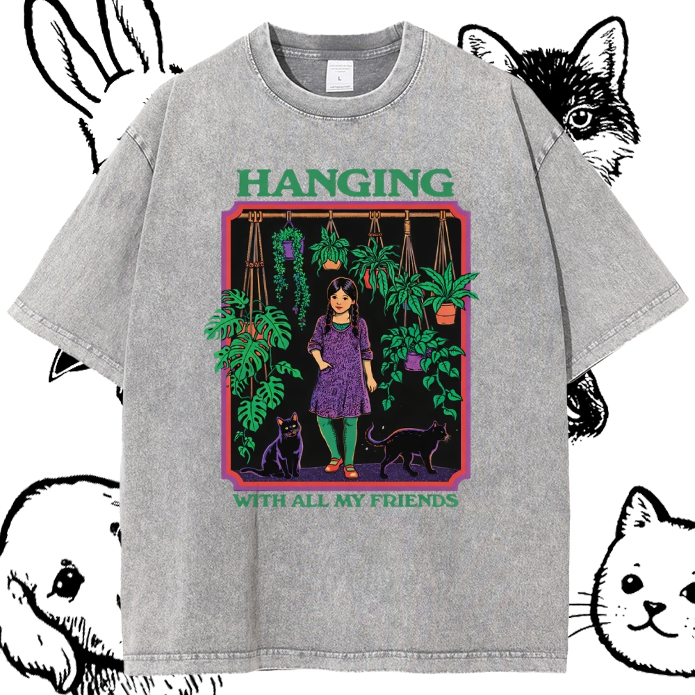 Hanging With All My Friends - Cotton Vintage Wash Classic Graphic Tee