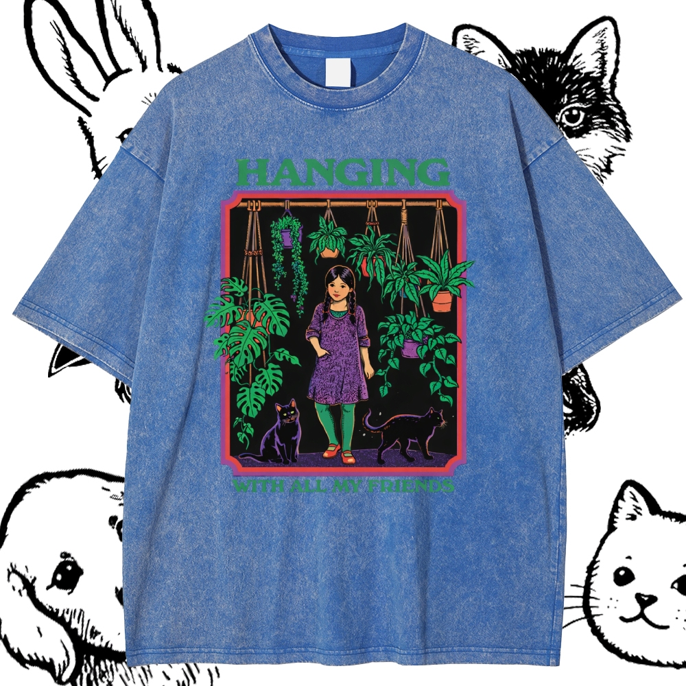 Hanging With All My Friends - Cotton Vintage Wash Classic Graphic Tee