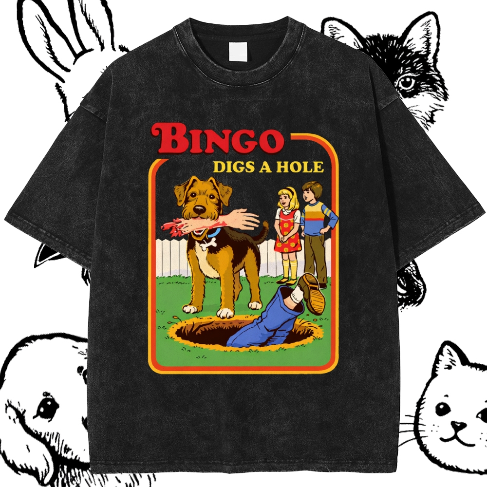 Bigno Digs A Hole - Cotton Vintage Wash Classic Graphic Tee