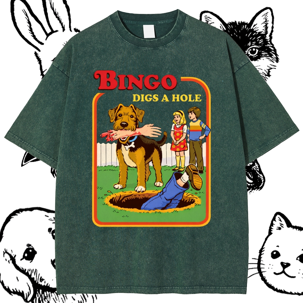 Bigno Digs A Hole - Cotton Vintage Wash Classic Graphic Tee