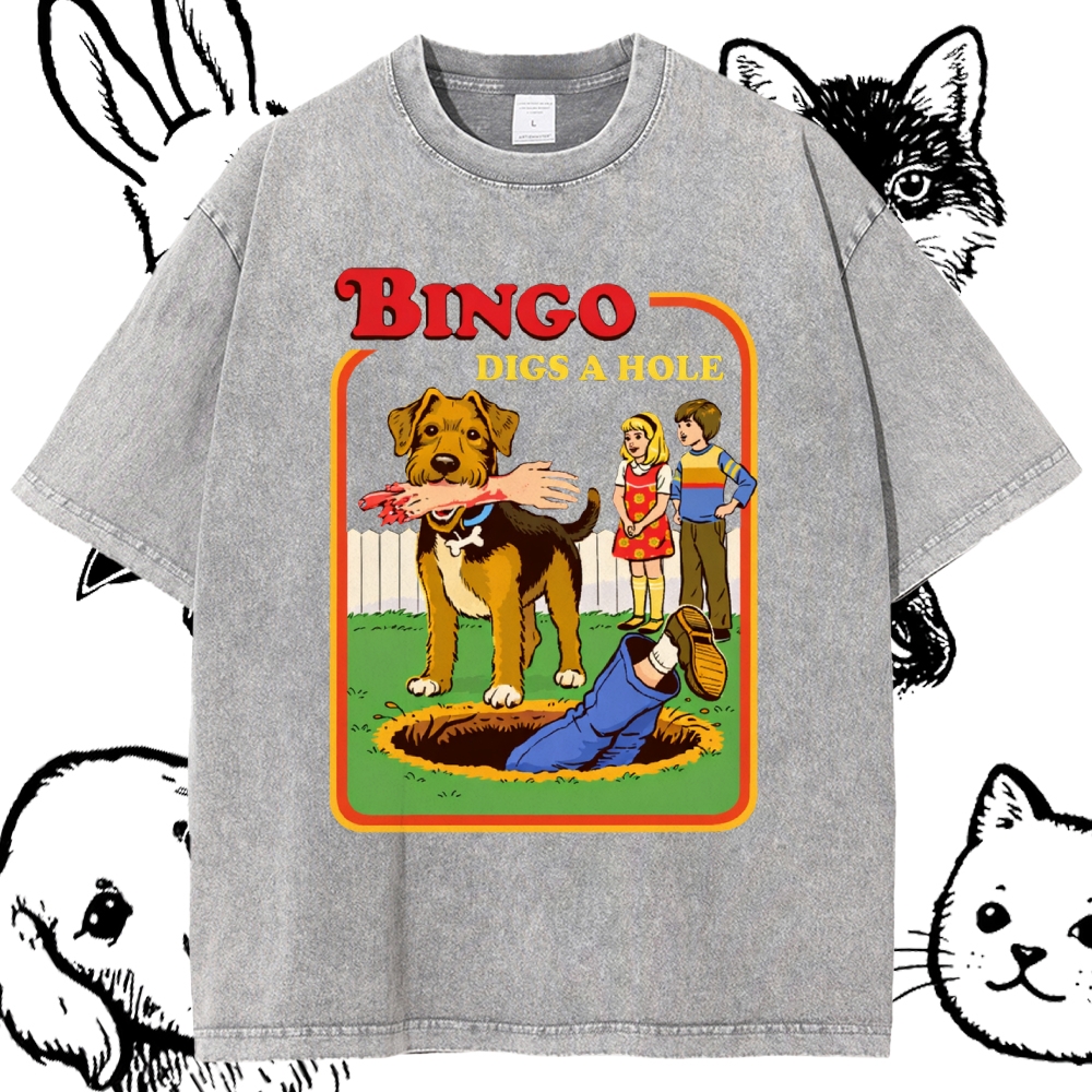 Bigno Digs A Hole - Cotton Vintage Wash Classic Graphic Tee