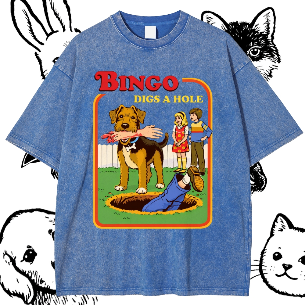 Bigno Digs A Hole - Cotton Vintage Wash Classic Graphic Tee