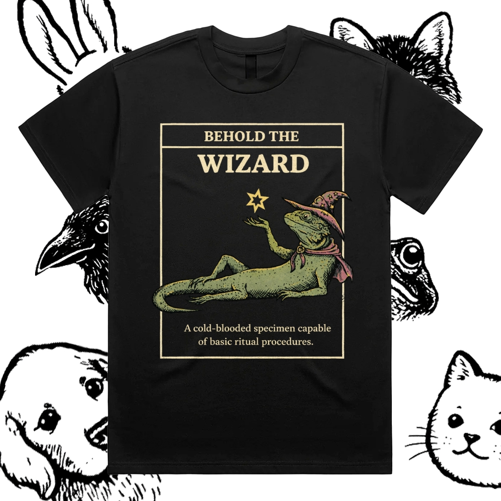 Behold The Wizard - Cotton Classic Fit Retro Dark Humor Graphic Tee