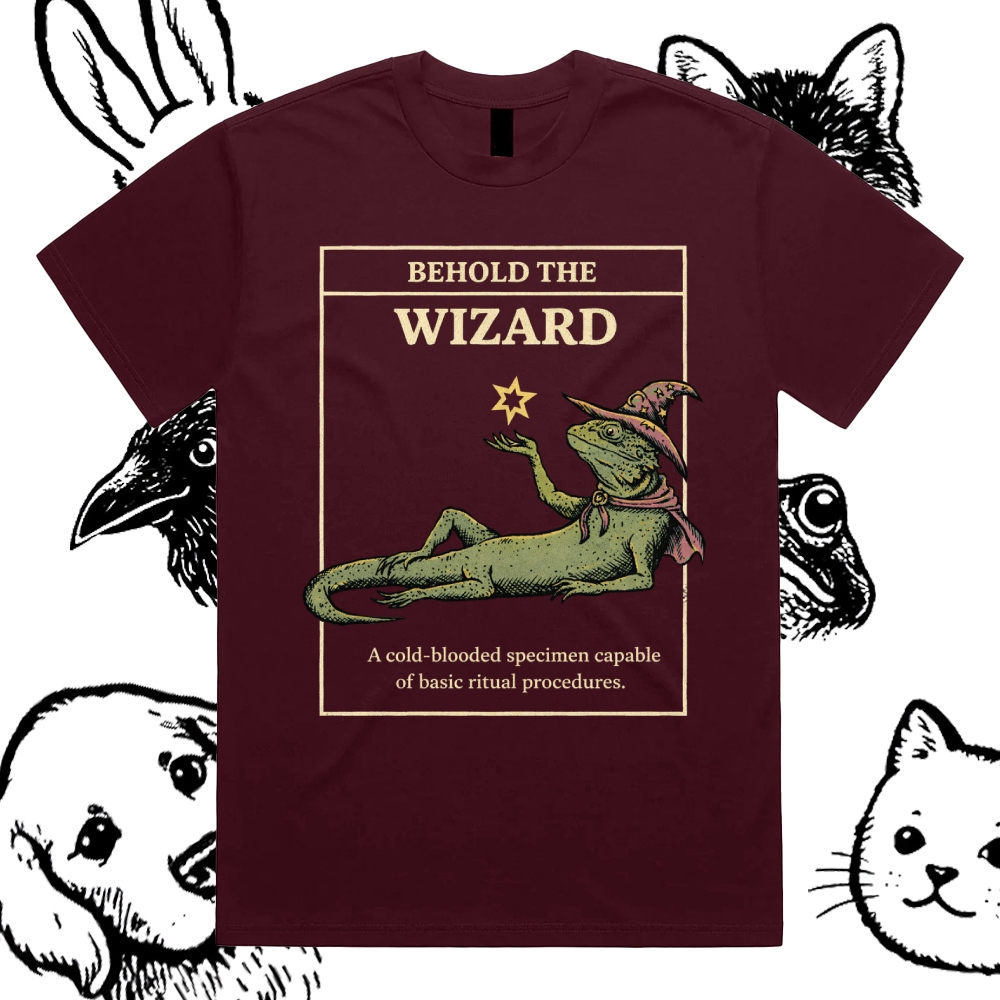 Behold The Wizard - Cotton Classic Fit Retro Dark Humor Graphic Tee