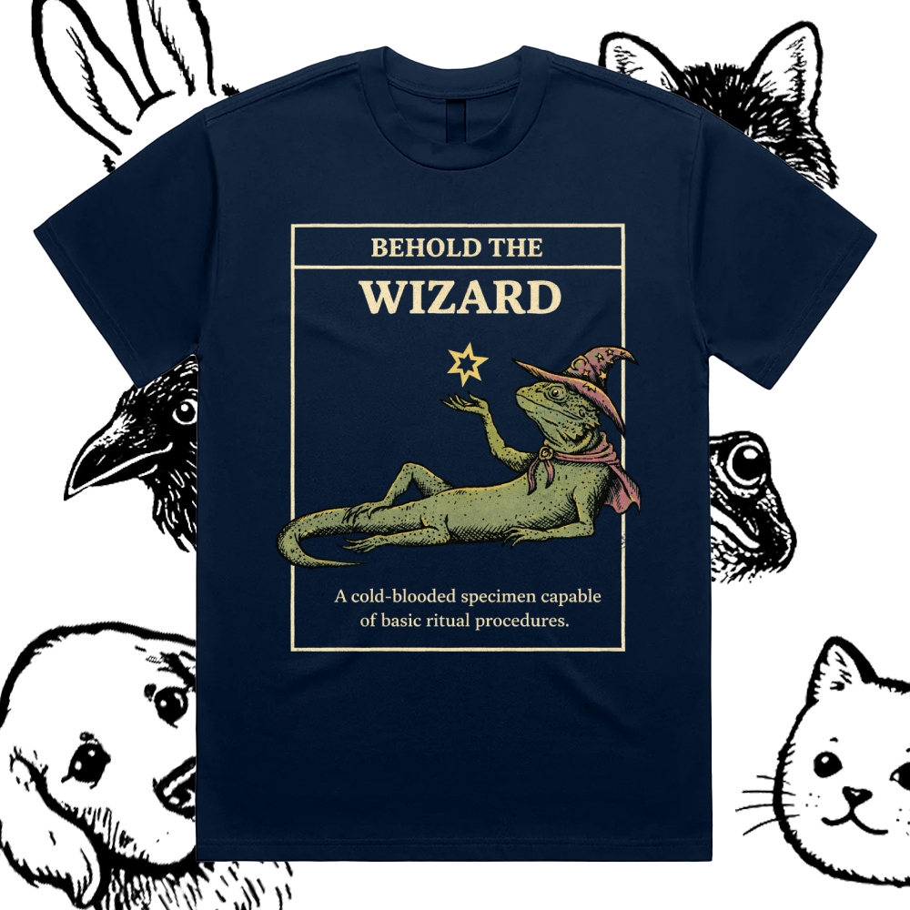 Behold The Wizard - Cotton Classic Fit Retro Dark Humor Graphic Tee