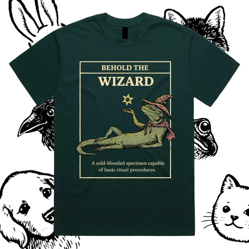 Behold The Wizard - Cotton Classic Fit Retro Dark Humor Graphic Tee