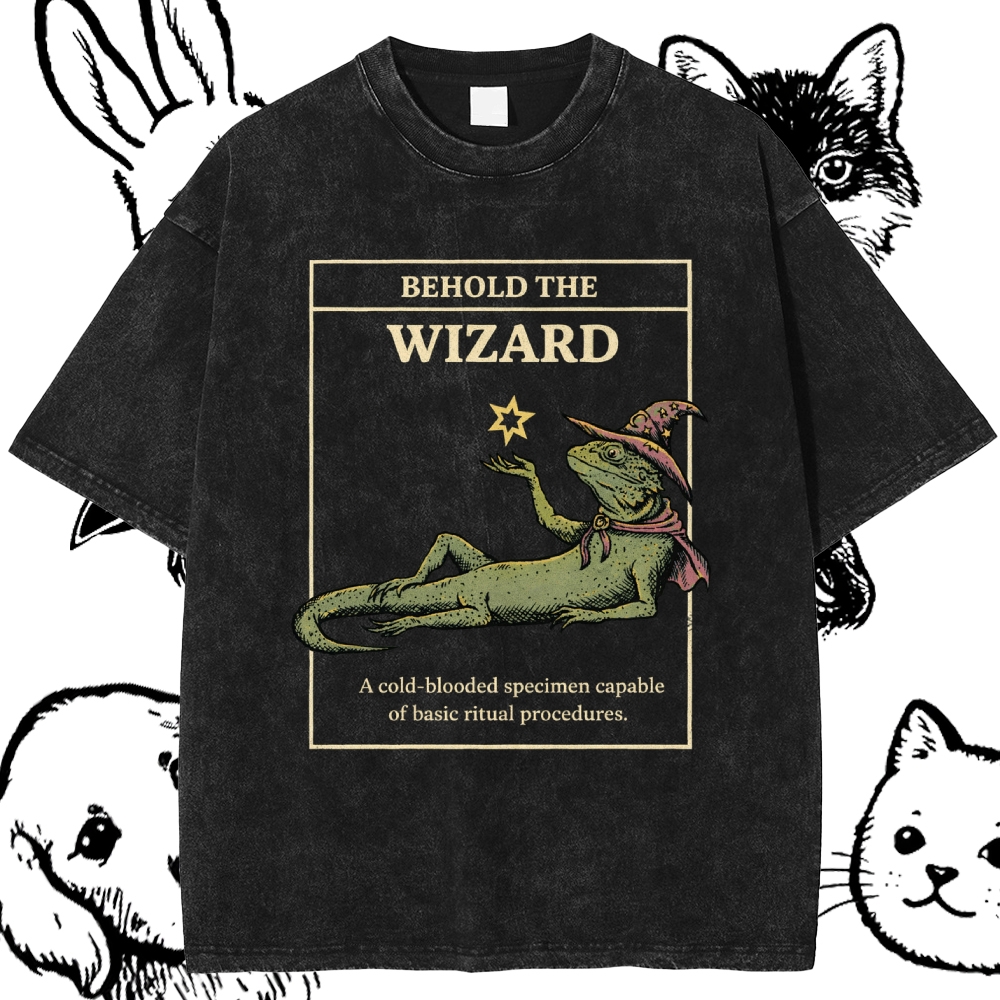 Behold The Wizard - Cotton Vintage Wash Classic Graphic Tee