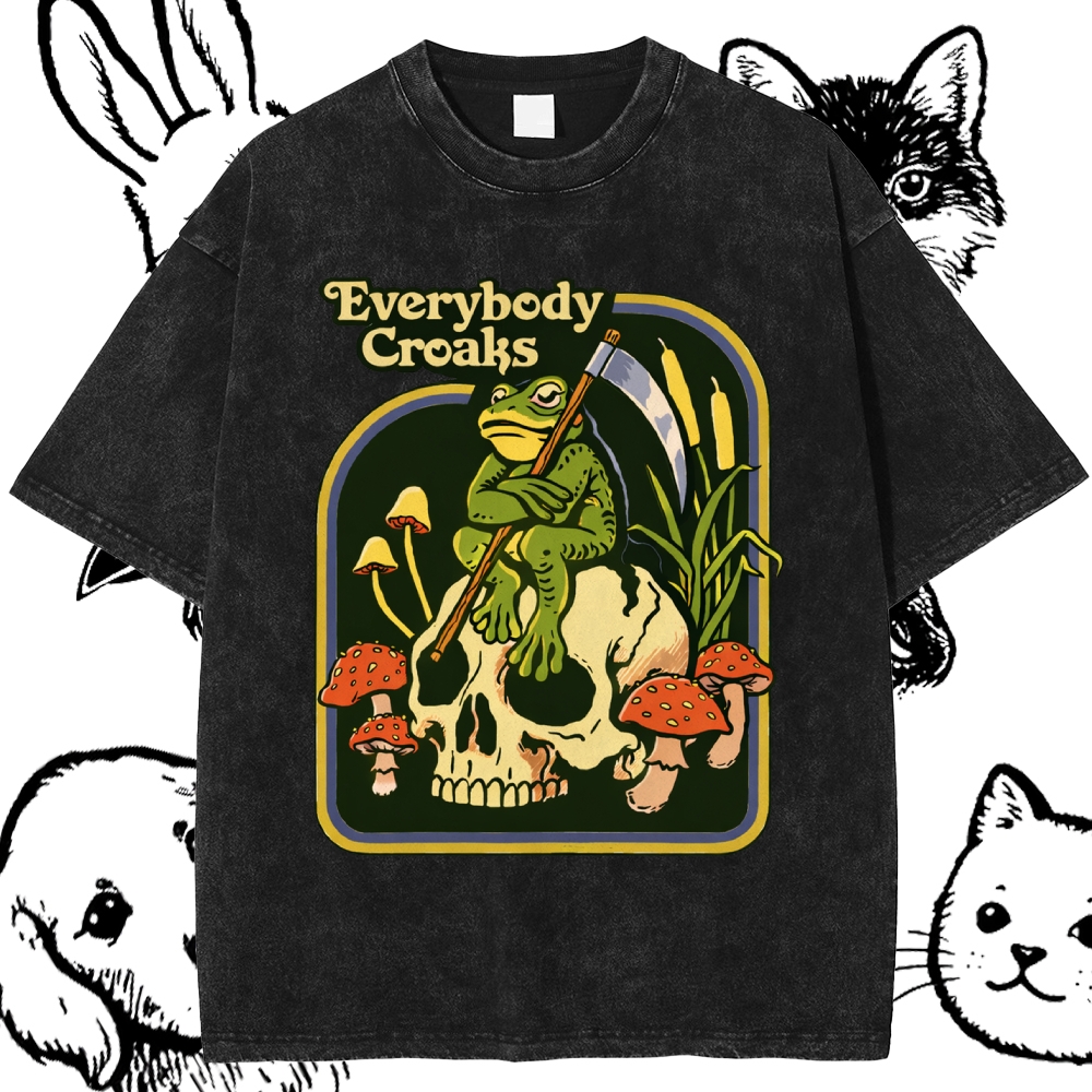 Everybody Croaks - Cotton Vintage Wash Classic Graphic Tee