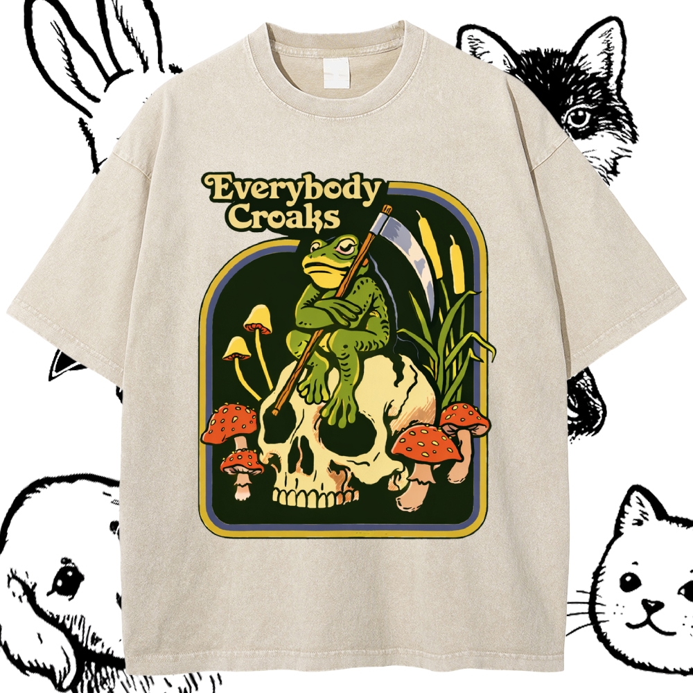 Everybody Croaks - Cotton Vintage Wash Classic Graphic Tee