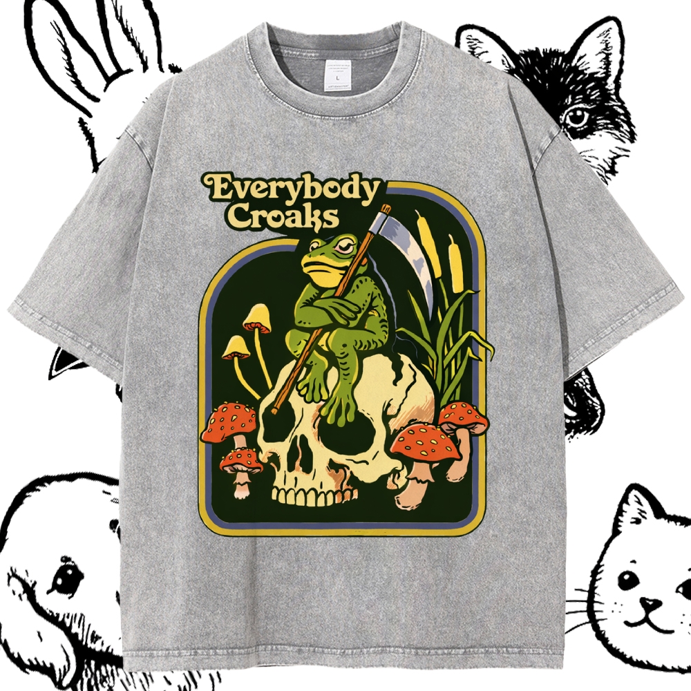 Everybody Croaks - Cotton Vintage Wash Classic Graphic Tee