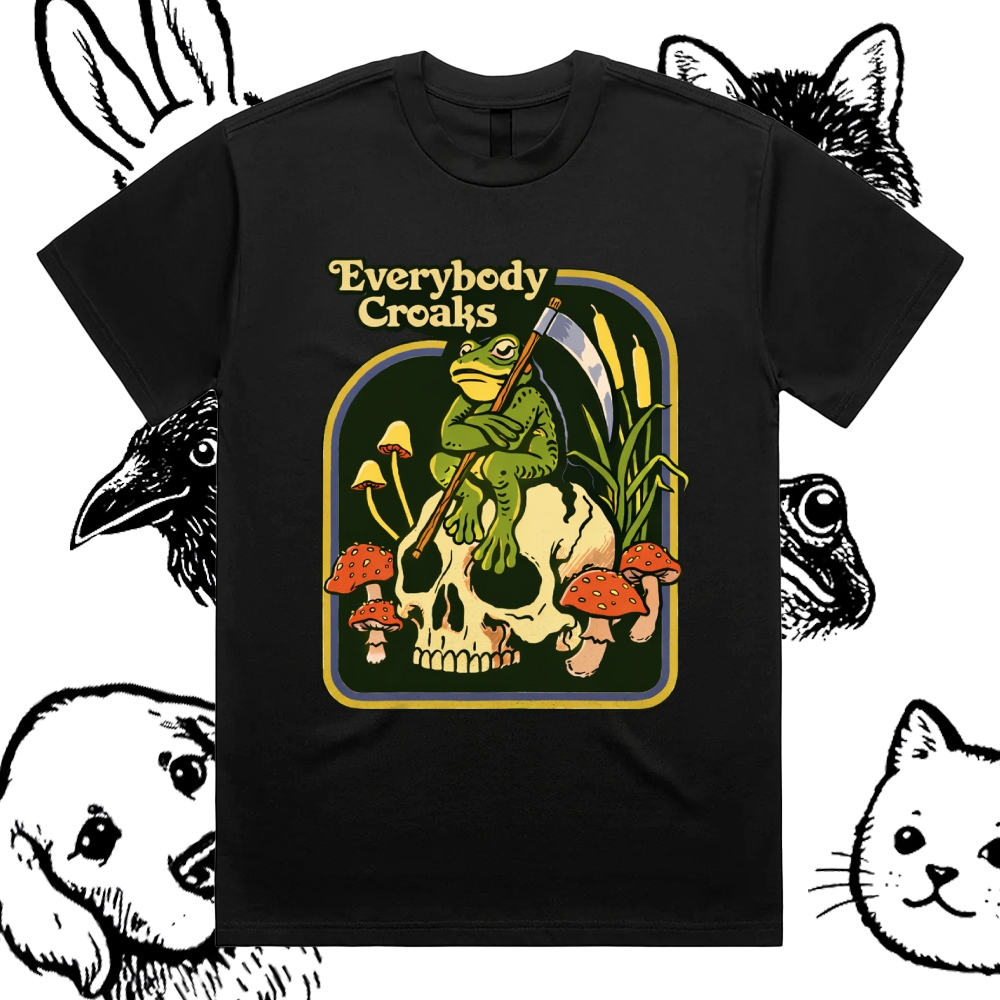 Everybody Croaks - Cotton Classic Fit Retro Dark Humor Graphic Tee