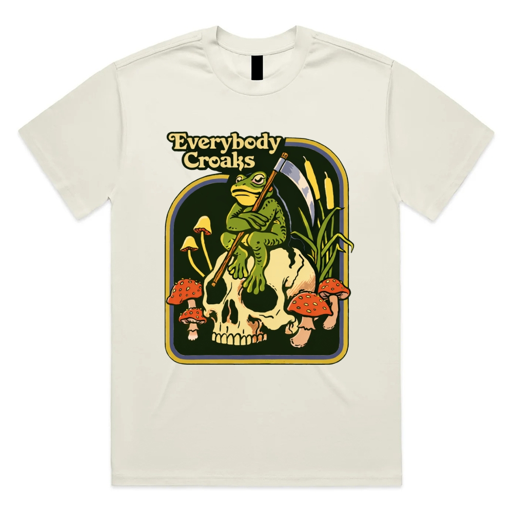 Everybody Croaks - Cotton Classic Fit Retro Dark Humor Graphic Tee