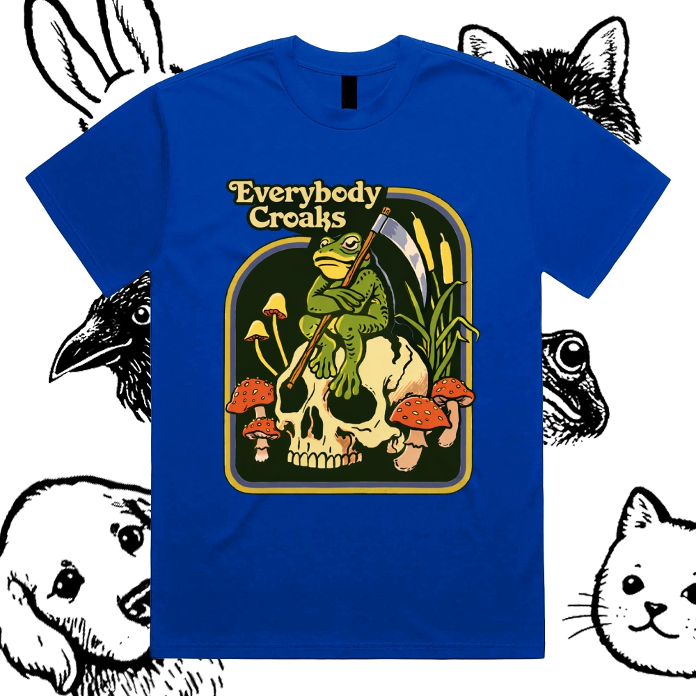Everybody Croaks - Cotton Classic Fit Retro Dark Humor Graphic Tee