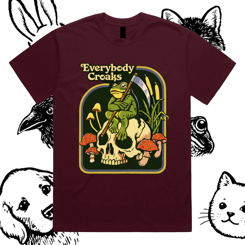 Everybody Croaks - Cotton Classic Fit Retro Dark Humor Graphic Tee
