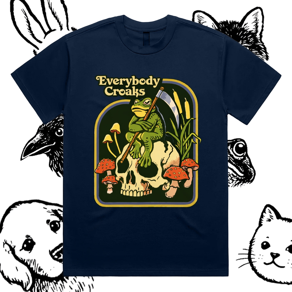 Everybody Croaks - Cotton Classic Fit Retro Dark Humor Graphic Tee