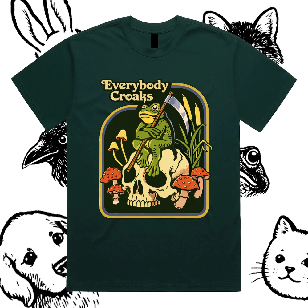 Everybody Croaks - Cotton Classic Fit Retro Dark Humor Graphic Tee