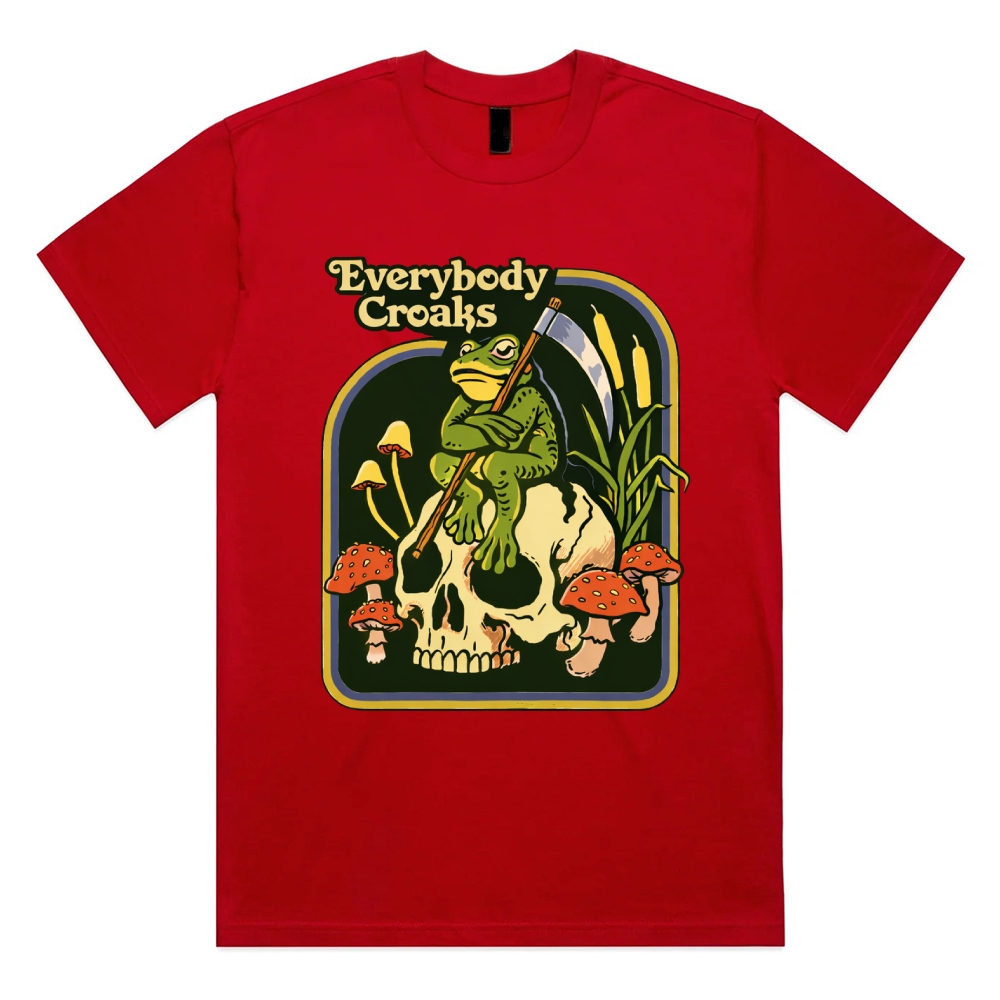 Everybody Croaks - Cotton Classic Fit Retro Dark Humor Graphic Tee