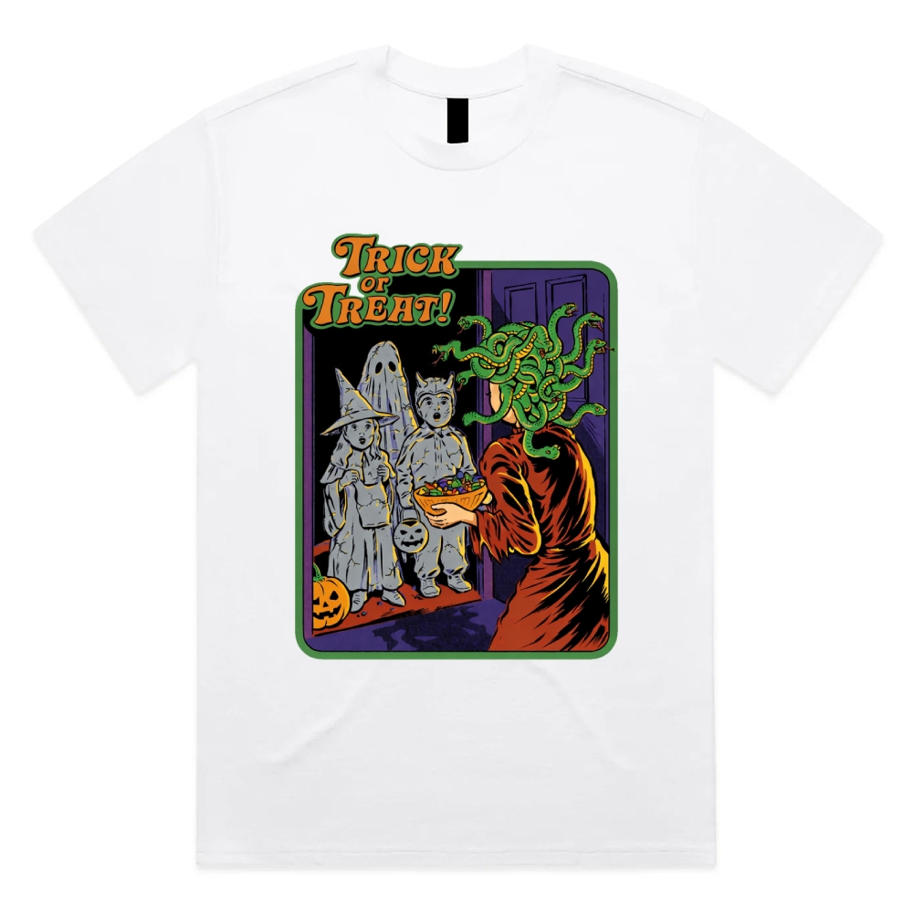 Trick or Treat - Cotton Classic Fit Retro Dark Humor Graphic Tee