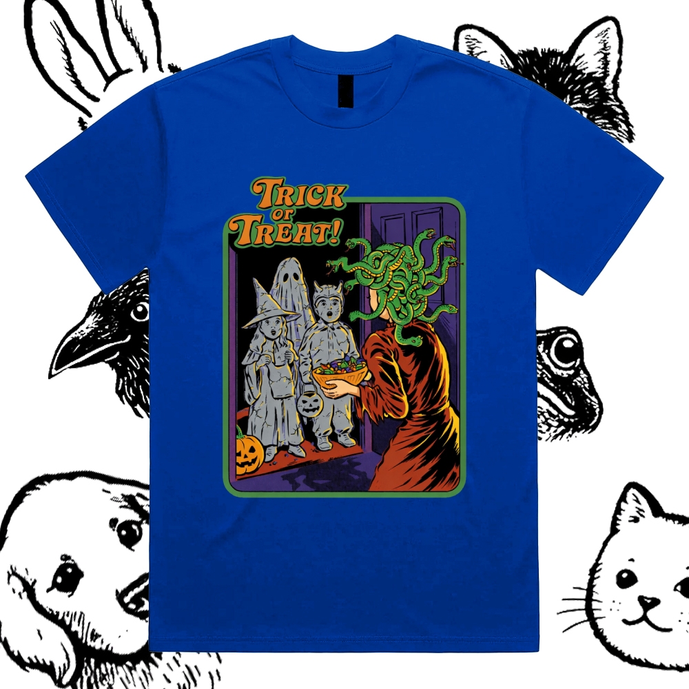 Trick or Treat - Cotton Classic Fit Retro Dark Humor Graphic Tee
