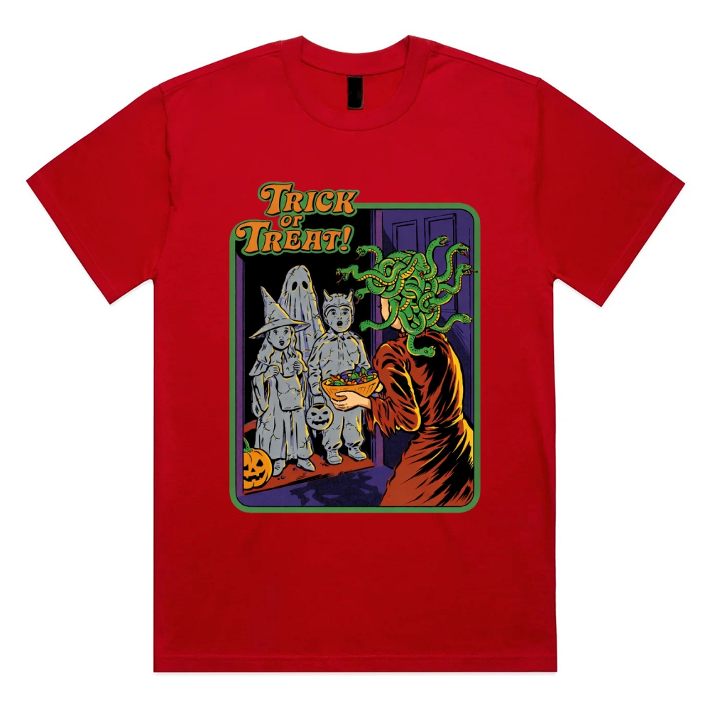 Trick or Treat - Cotton Classic Fit Retro Dark Humor Graphic Tee