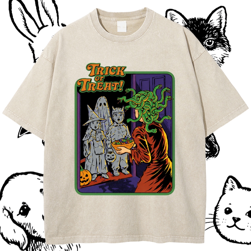 Trick or Treat - Cotton Vintage Wash Classic Graphic Tee