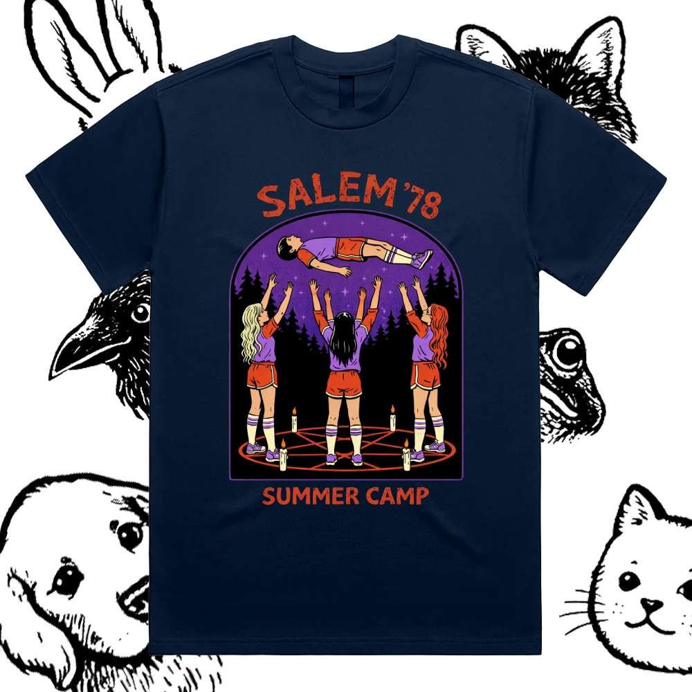 Salem'78 Summer Camp - Cotton Classic Fit Retro Dark Humor Graphic Tee
