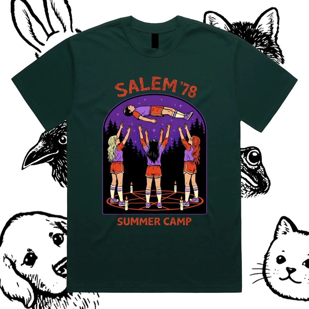 Salem'78 Summer Camp - Cotton Classic Fit Retro Dark Humor Graphic Tee
