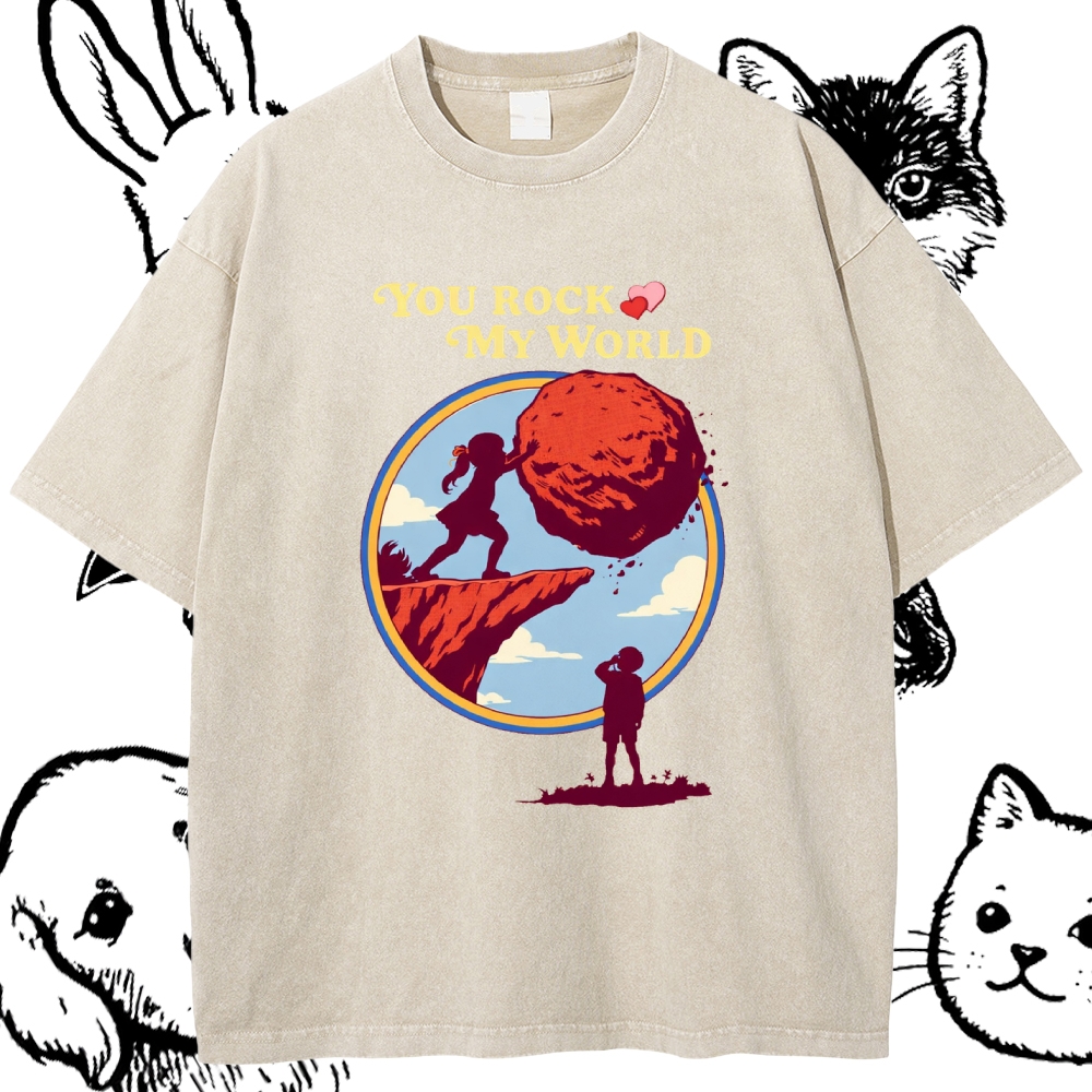You Rock My World - Cotton Vintage Wash Classic Graphic Tee