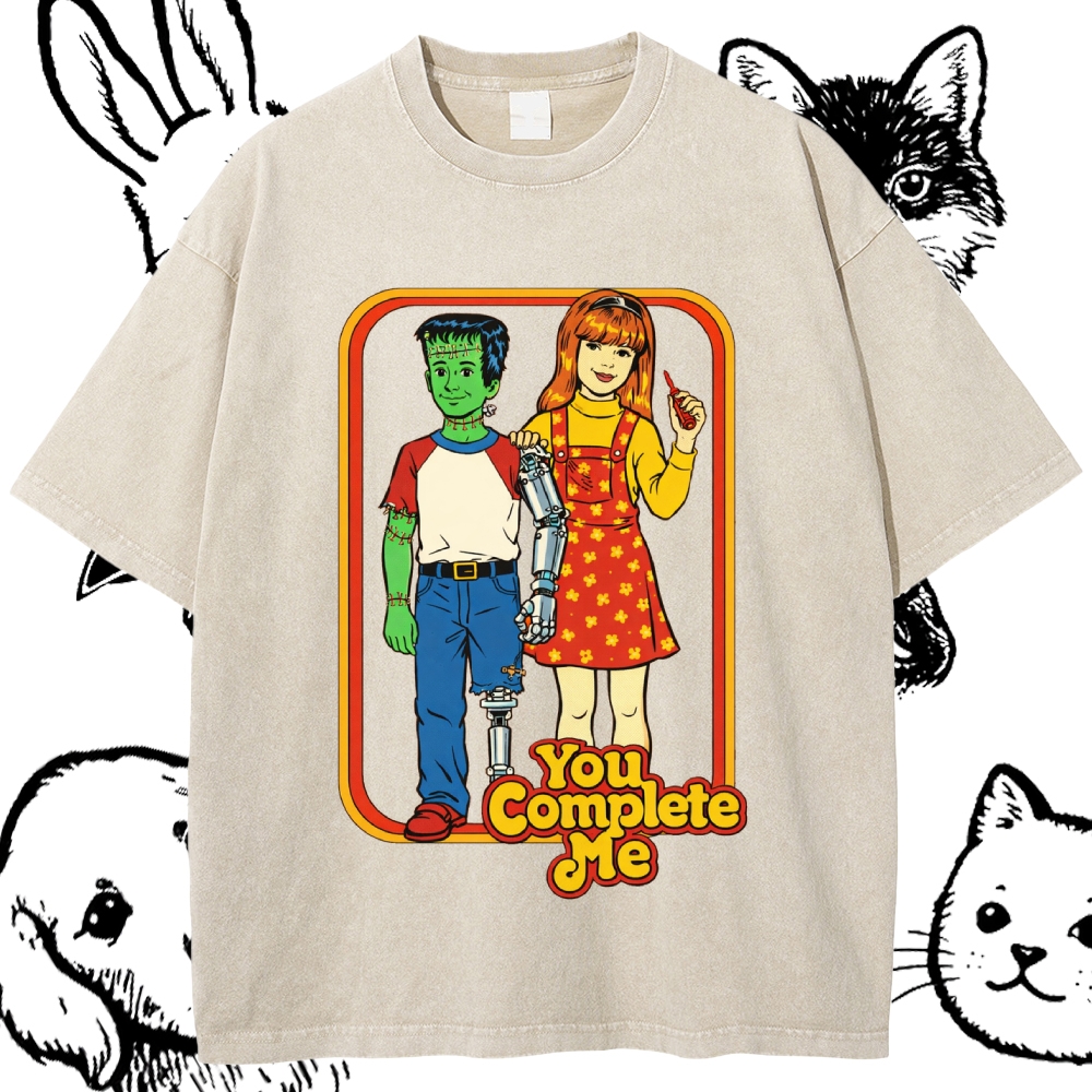 You Complete Me - Cotton Vintage Wash Classic Graphic Tee