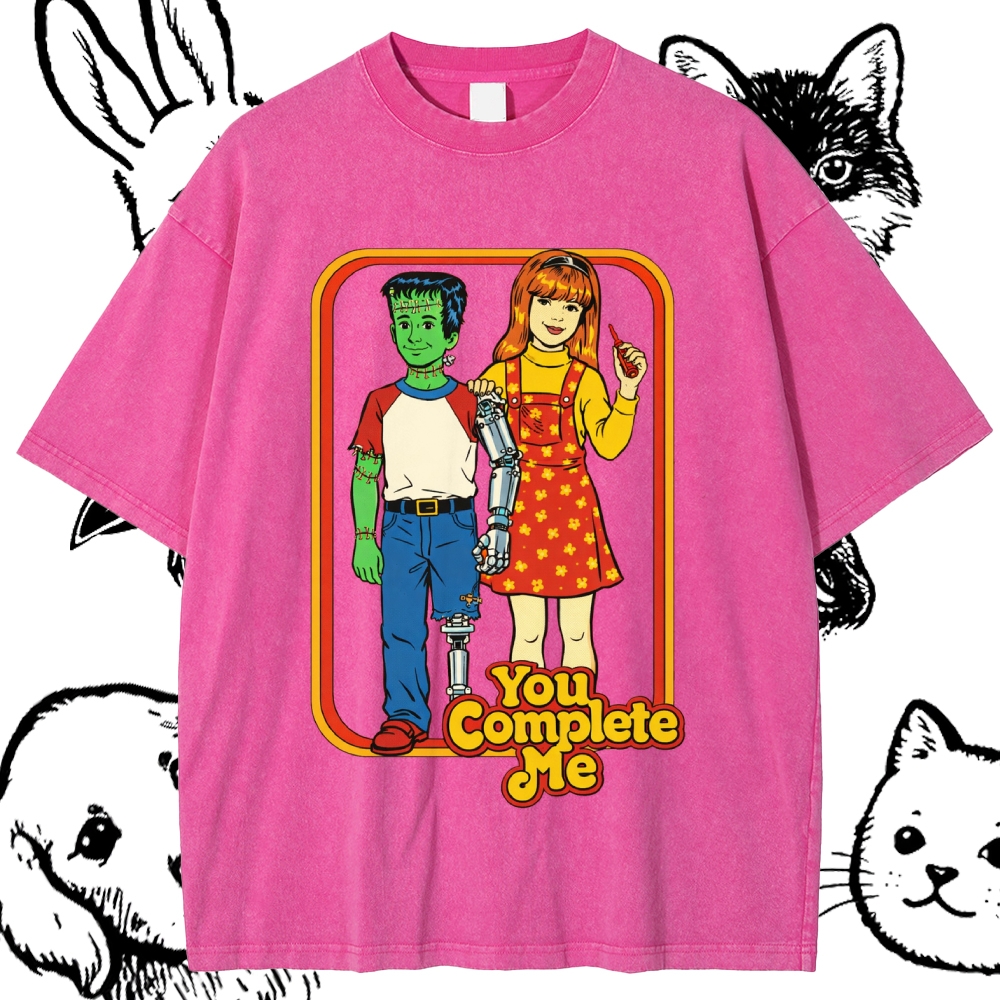 You Complete Me - Cotton Vintage Wash Classic Graphic Tee