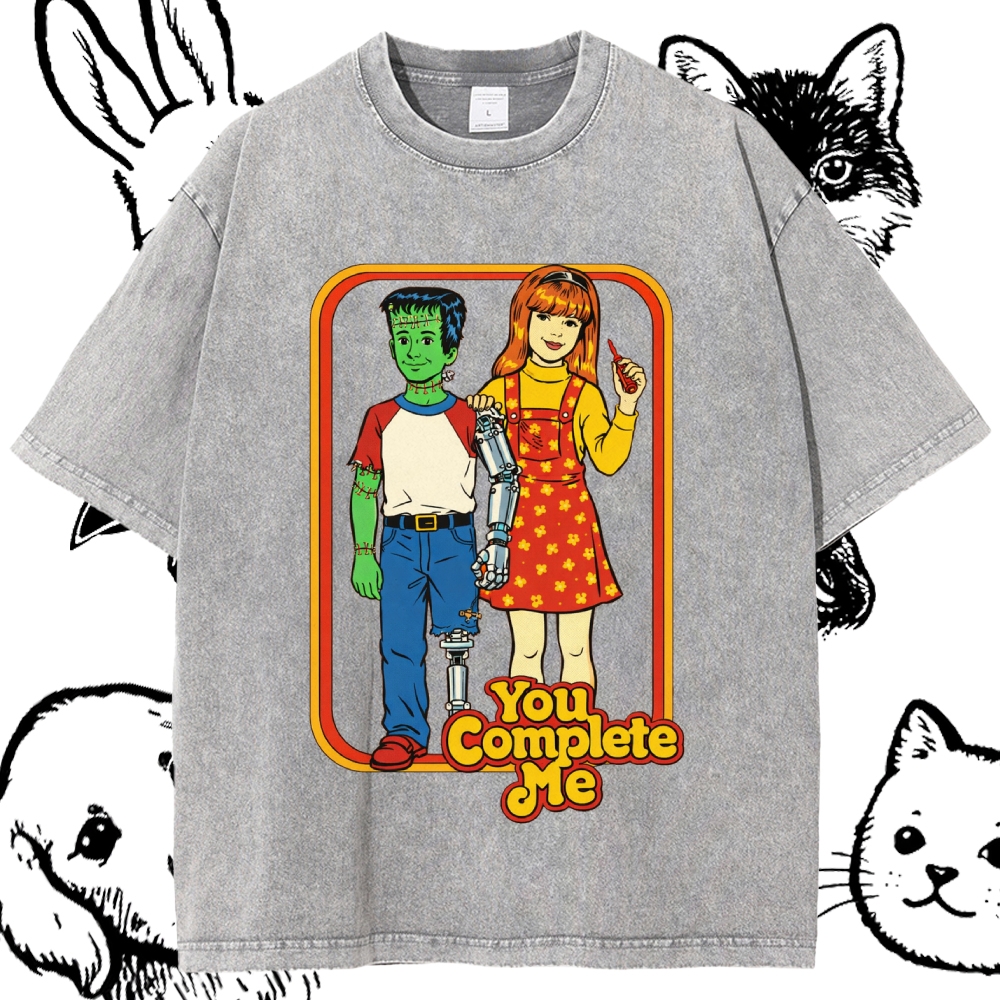 You Complete Me - Cotton Vintage Wash Classic Graphic Tee