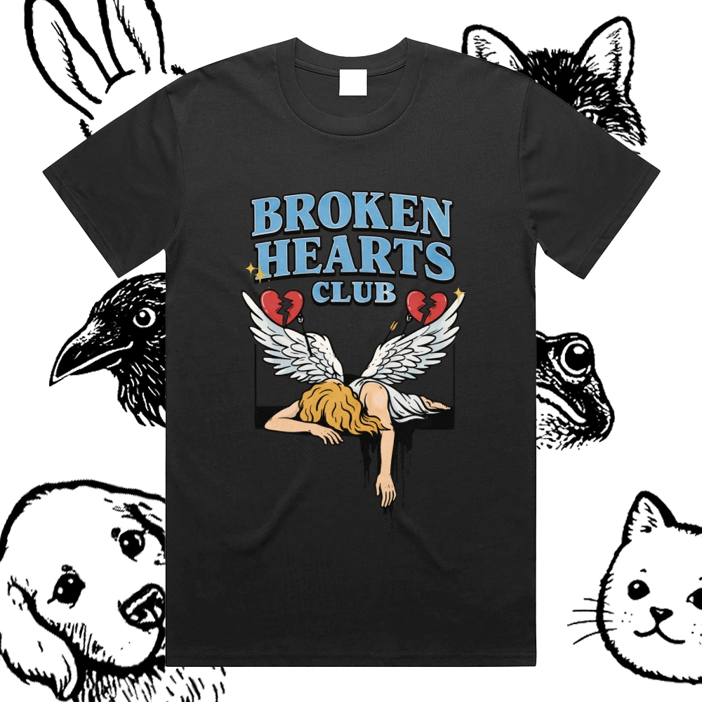 Broken Hearts Club - Cotton Classic Fit Retro Dark Humor Graphic Tee
