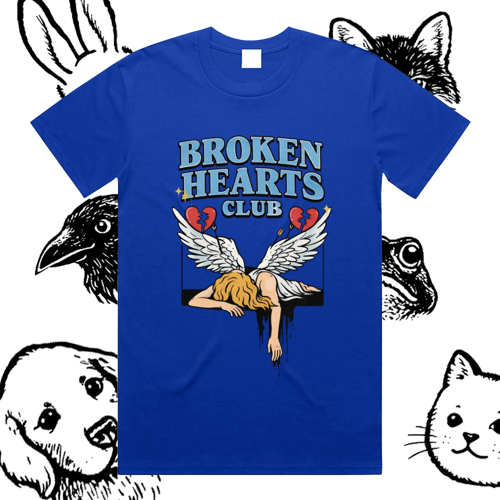 Broken Hearts Club - Cotton Classic Fit Retro Dark Humor Graphic Tee
