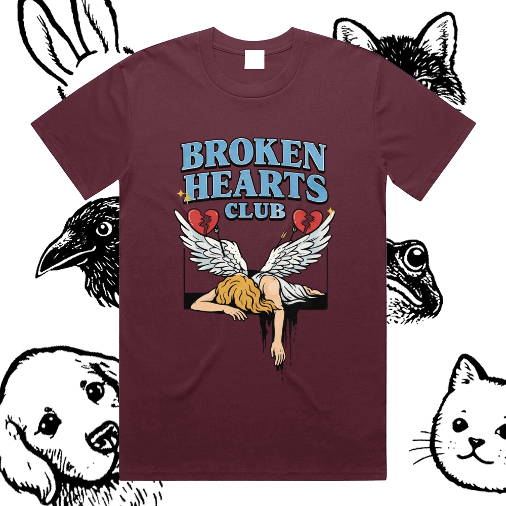 Broken Hearts Club - Cotton Classic Fit Retro Dark Humor Graphic Tee