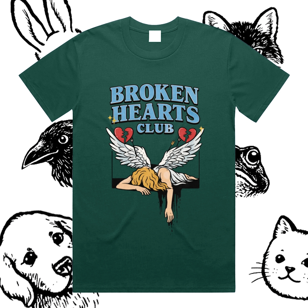 Broken Hearts Club - Cotton Classic Fit Retro Dark Humor Graphic Tee