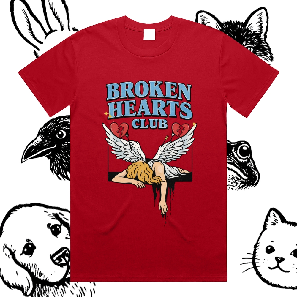 Broken Hearts Club - Cotton Classic Fit Retro Dark Humor Graphic Tee