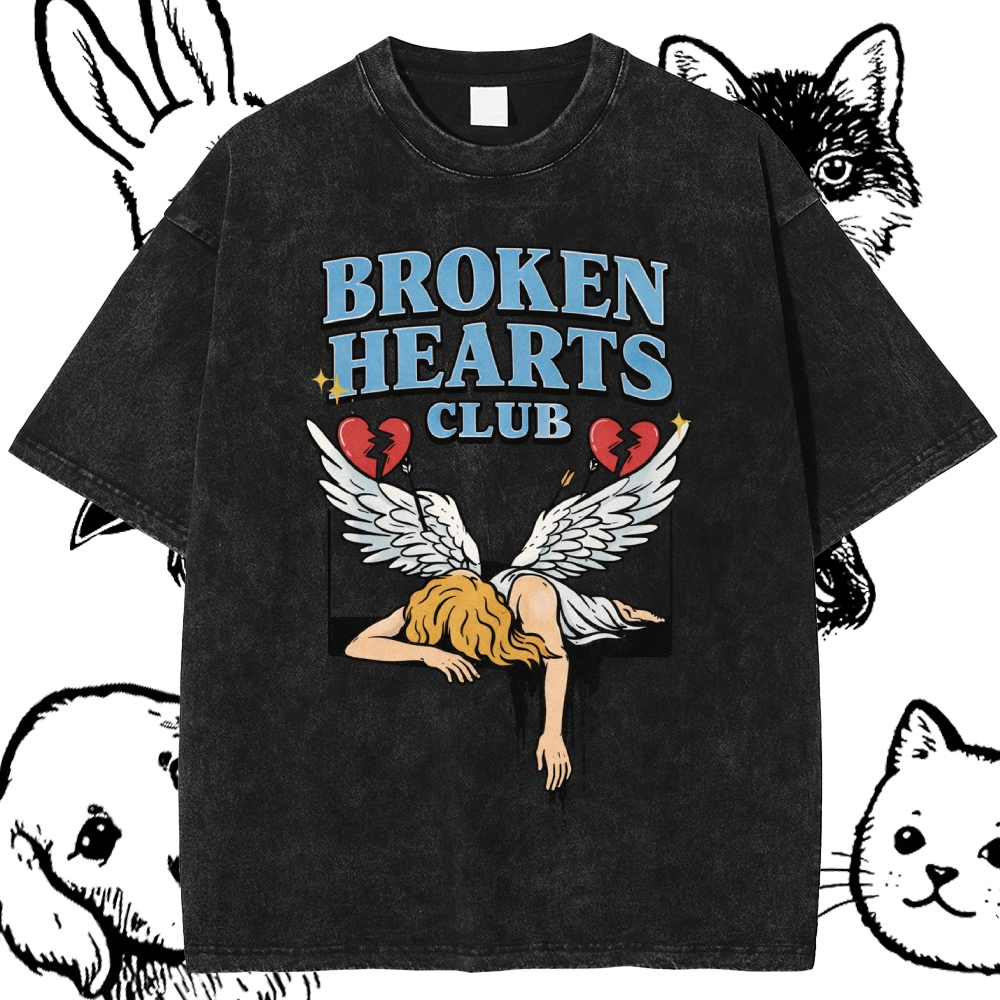 Broken Hearts Club - Cotton Vintage Wash Classic Graphic Tee