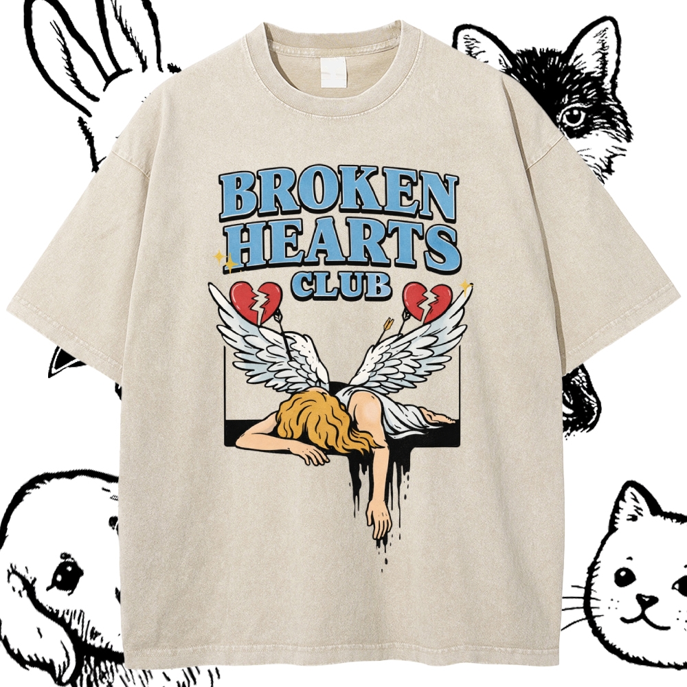 Broken Hearts Club - Cotton Vintage Wash Classic Graphic Tee