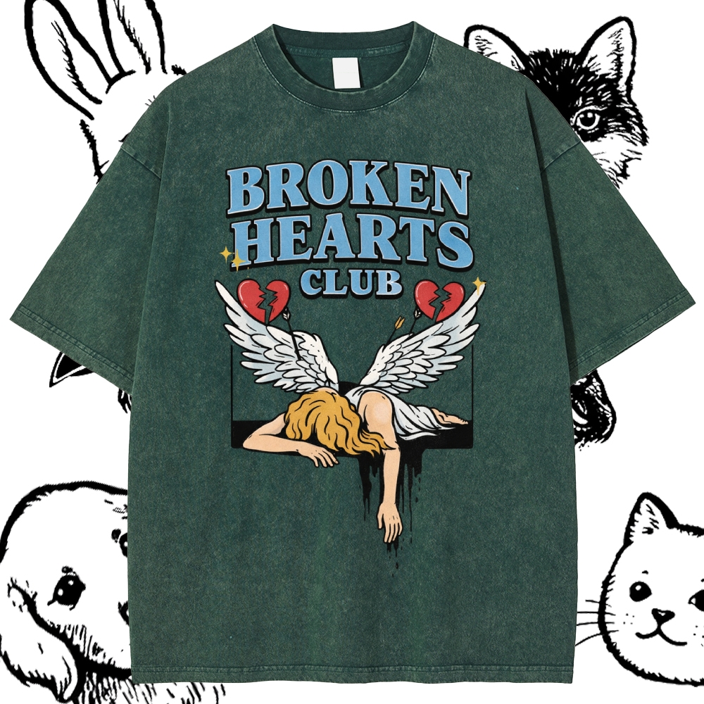 Broken Hearts Club - Cotton Vintage Wash Classic Graphic Tee