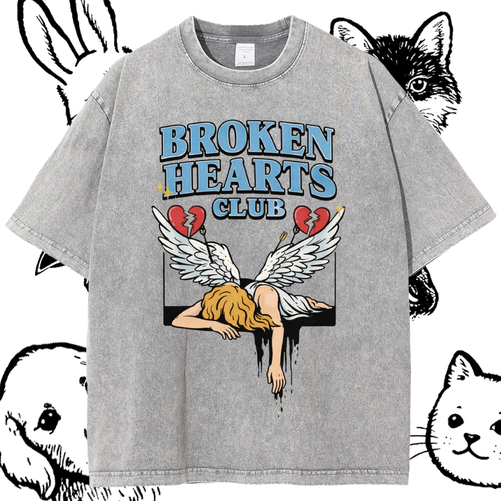 Broken Hearts Club - Cotton Vintage Wash Classic Graphic Tee
