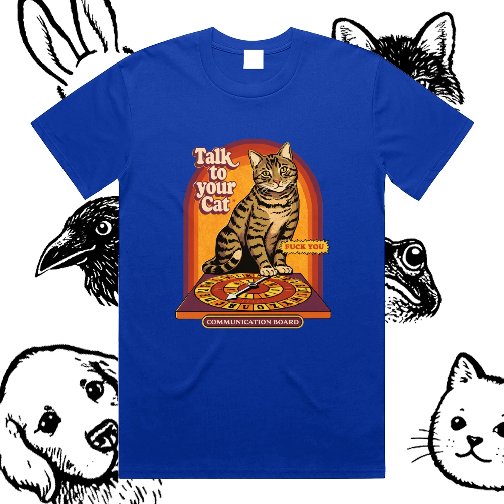 Talk To Your Cat - Cotton Classic Fit Retro Dark Humor Graphic Tee