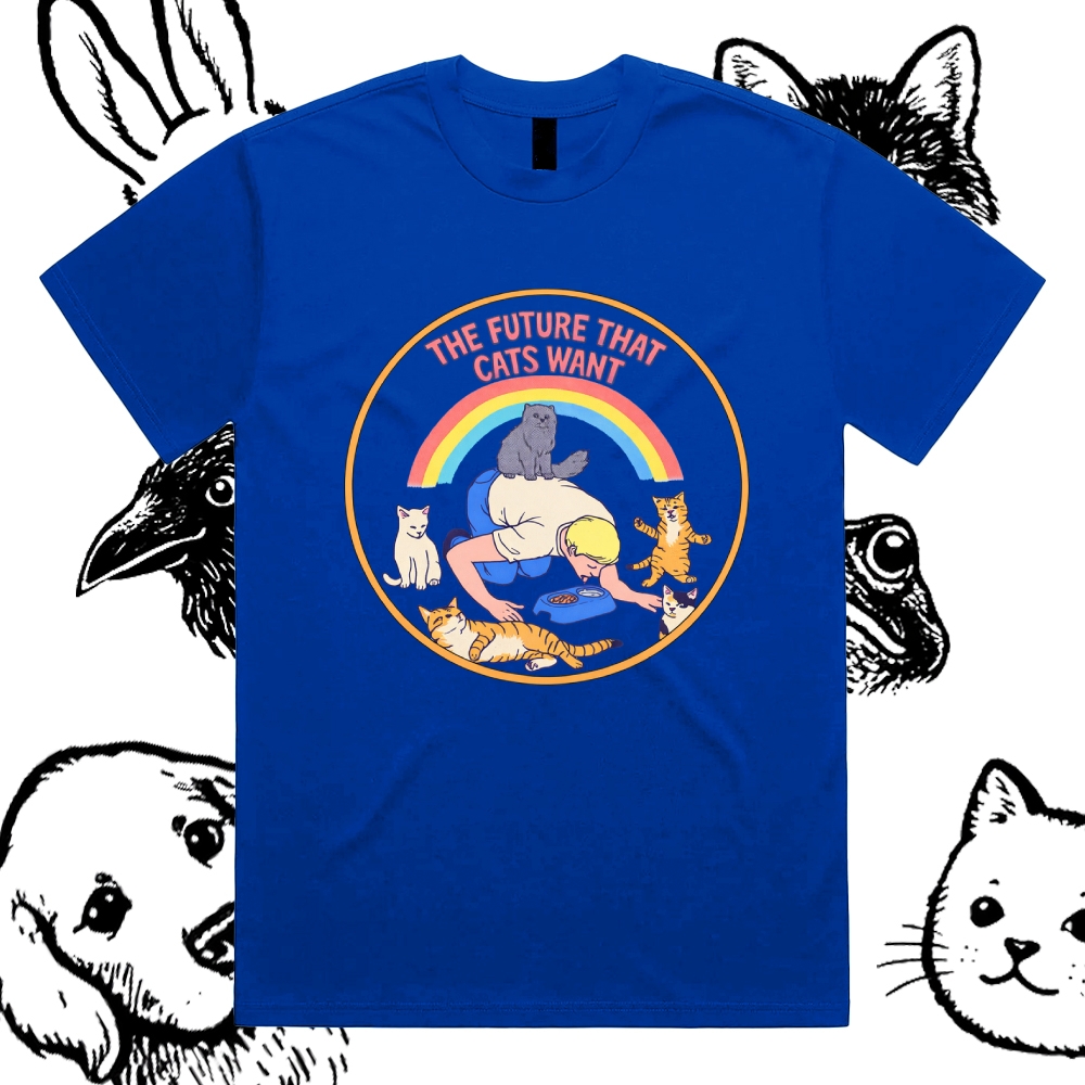 This Future That Cats Want - Cotton Classic Fit Retro Dark Humor Graphic Tee