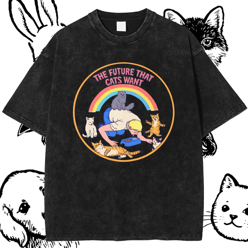 This Future That Cats Want - Cotton Vintage Wash Classic Graphic Tee