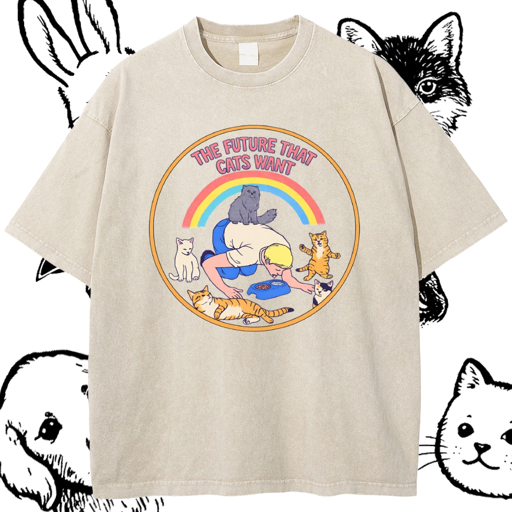 This Future That Cats Want - Cotton Vintage Wash Classic Graphic Tee