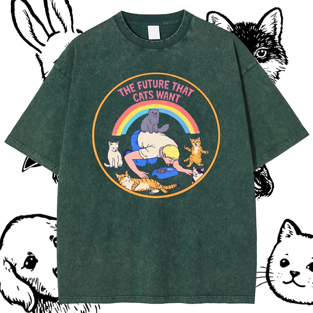 This Future That Cats Want - Cotton Vintage Wash Classic Graphic Tee