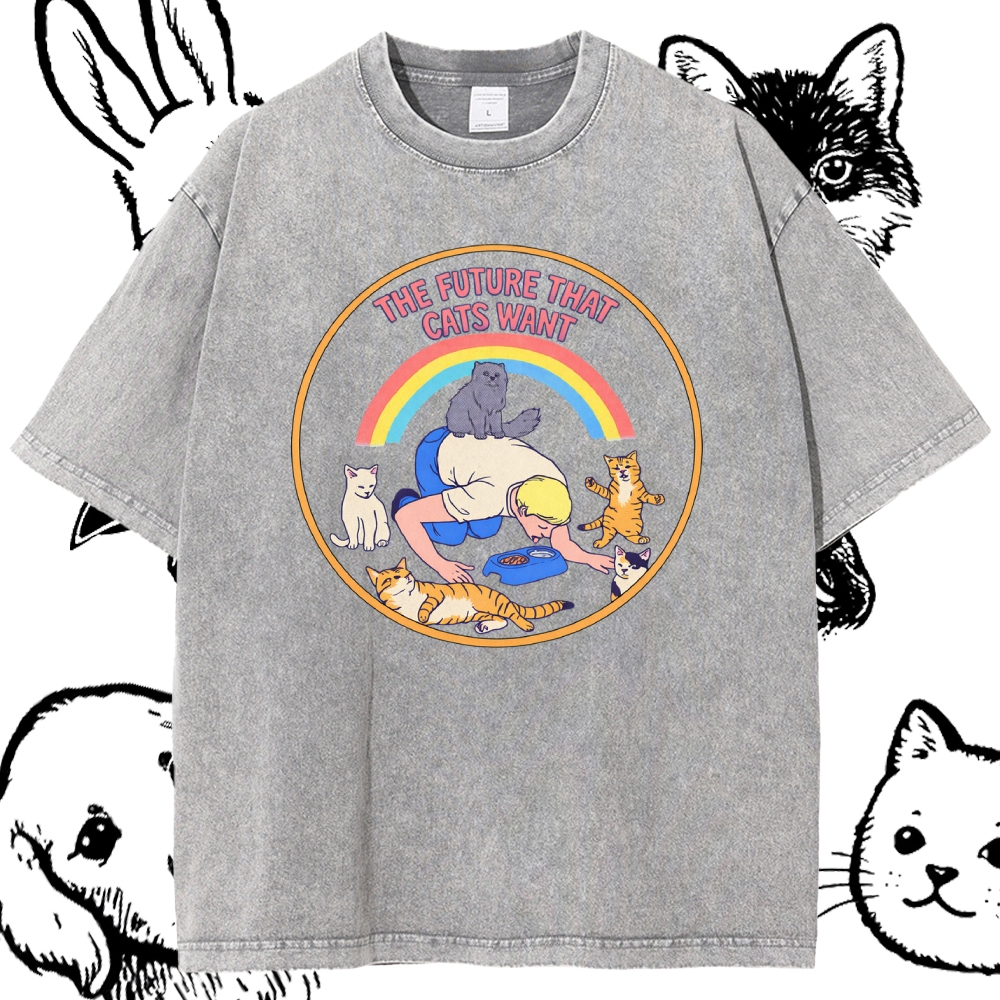 This Future That Cats Want - Cotton Vintage Wash Classic Graphic Tee